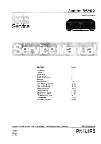Manuel service pour philips - service,