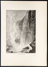 1880 - Chutes du Niagara : La grotte des vents - États-unis - Gravure sur bois