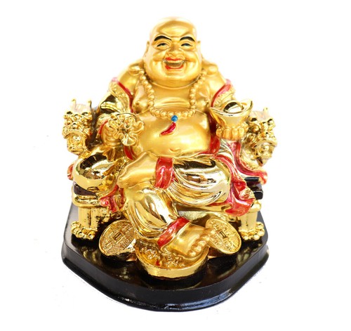 Golden dragon chair buddha - golden,