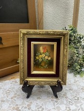 Ancienne Peinture à l’Huile Miniature sur Cuivre Nature Morte Signée R. Rosini