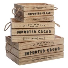 Lot de 3 Cagettes en Bois "Brothers" 35cm Naturel