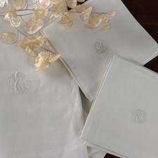 Nappe Ancienne en Lin avec 6