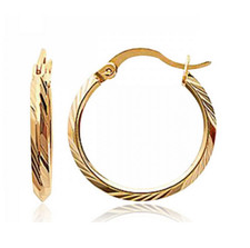 Boucles D'oreilles Créoles 2 cm Plaqué Or 18 Carats Bijoux Femme