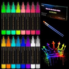 Peinture Phosphorescente -16 Couleurs Peinture Fluorescente Longue Durée pour...