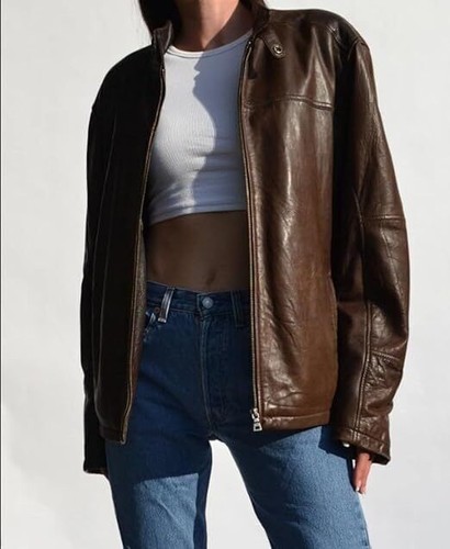 Blouson cuir femme oversize
