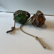 Lot De 2 Boules Flotteurs Verre   Corde Vintage  