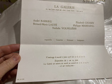 CARTON VERNISSAGE LA GALERIE  1978 BARRIEU CHAIN MARFAING LAUTE VOLPELIERE