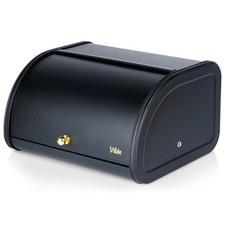 Boîte à Pain Métal Noir 30x26,5x17,5cm Rangement Alimentaire Cuisine