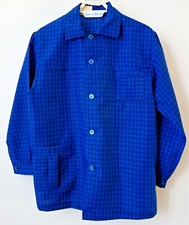 Chemise Blouse VINTAGE année 60 bleu électrique carreaux  10-12 ans NEUF !