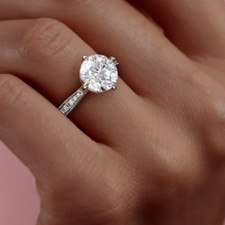 Bague de mariage IGI 1,20 ct taille ronde créée en laboratoire diamant or bla...