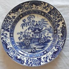 Superbe grand plat rond de CREIL et Montereau. Décor chinois: pagode. 