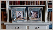 cadres photos réalisés en scrapbooking - 32,5 x 32,5 cm -