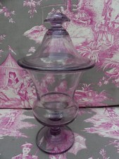 Drageoir XIX ème en verre Violine légèrement bullé trace de pontil dessous 23,5c