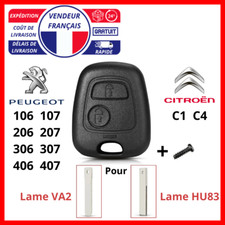 Coque Clé Compatible Peugeot 106 107 206 207 306 307 406 407 Citroën C1 C4 + vis