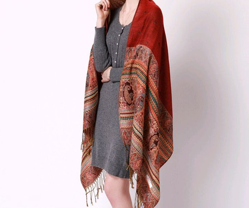 Châle tricot franges - À,