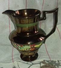 SUPERBE PICHET JERSEY LUSTRE DECOR FLEURS POLYCHROMES HAUTEUR 15CM