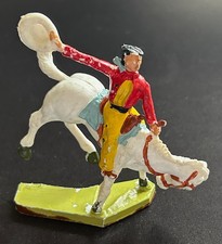 Vintage 1960 - figurine en une pièce de Cowboy sur un cheval ruant - Cherilea
