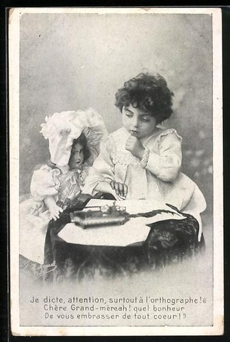 Carte postale enfant - , et