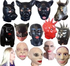 Caoutchouc Fétiche Masque Capuche Femelle Poupée Pig Chien Cheval Animal Latex