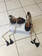 Sandales compensées TEXTO pointure 39 suédine bleu marine quasi neuves