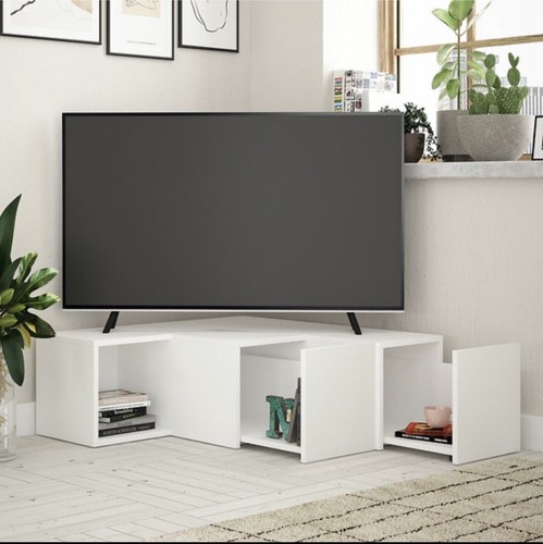 Meuble angle blanc pour tv - meuble,