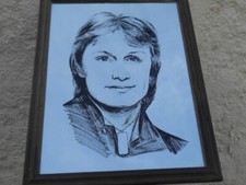 CLAUDE FRANCOIS - MIROIR sur cadre en bois 26cm X 34cm à suspendre