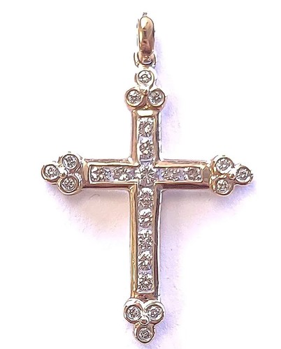 Pendentif croix rose - pendentif, or