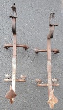  PAIRE  CHENÊTS FER FORGÉ DRAGONS ANIMAUX FANTASTIQUES 60 cms ! CRACHEUR DE FEU 