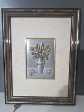 Tableau fond tissu et étain