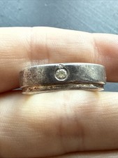 Ancienne Bague En Argent Massif 925 Jonc Alliance Anneaux Créateur solitaire 