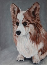 Corgi peinture Pet Original Art chien toile peinture à l’huile 16 par 12...