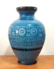 Vase - Céramique - Décor Incisé - Rimini Blue - Turquoise - Italy - XXth