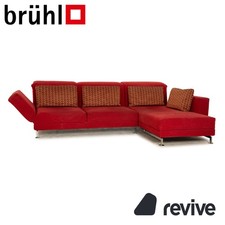 Brühl Moule Tissu Canapé D'Angle Rouge Récamière Droite Manuel Fonction Relax