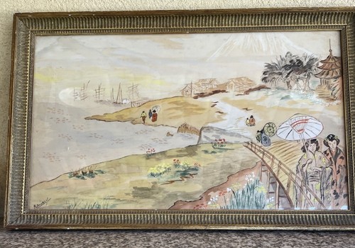 Ancienne aquarelle une scène