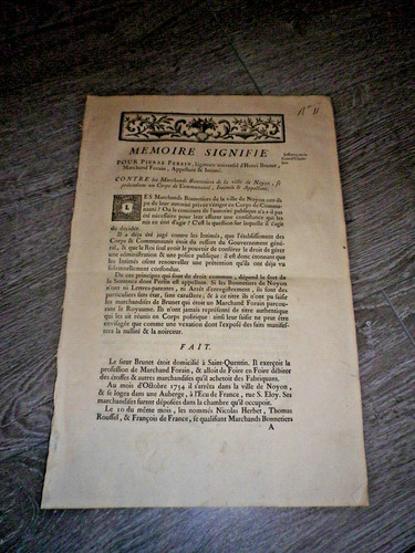 1763 rare factum - factum, oise