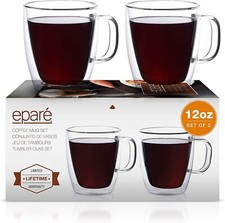  Coffee Mugs Glass Double Wall