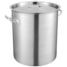 VEVOR Marmite en Inox Faitout avec Couvercle et Poignée 39,7L Grand Pot 35x41cm