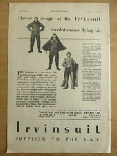 2/1938 PUB IRVING AIR CHUTE COMBINAISON VOL IRVINSUIT HELMET JACKET ORIGINAL AD