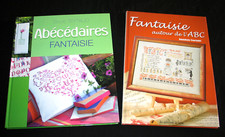 2 LIVRES BRODERIE ABECEDAIRES FANTAISIE POINT DE CROIX LOISIR CREATIF COUTURE