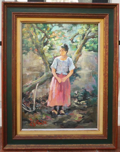 Tableau signé glaise jeune - signé, glaise: