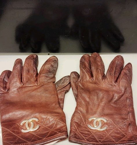 Gants cuir chanel motif - gants,