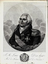 Vers 1815 Gravure de Louis XVIII Comte de provence, Roi de France de 1815 à 1824