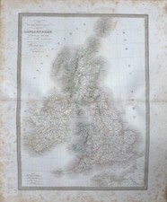 Carte Ancienne XIXème - Carte d'Angleterre - Écosse - Irlande - M. Lapie - 1829