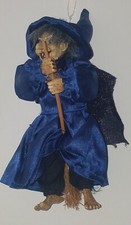 Figurine de sorcière Poupée habits suspendue avec balai ! Rare !!!!