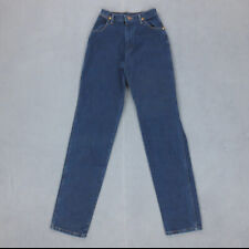 Jean Taille Haute Slim Vintage 90s Made in USA Wrangler Femme XS Bleu Brut Coton