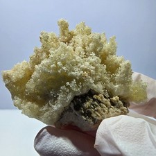 Opale hyalite rare, spécimen d'orthose (minéral UV), Erongo, Namibie, 57 x 48 x