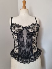 VINTAGE BUSTIER CORSET DENTELLE NOIRE LACE LINGERIE VINTAGE 