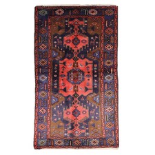 Tapis Ancien Asiatique Coton Laine Noeud Gros 210 x 130 cm Original