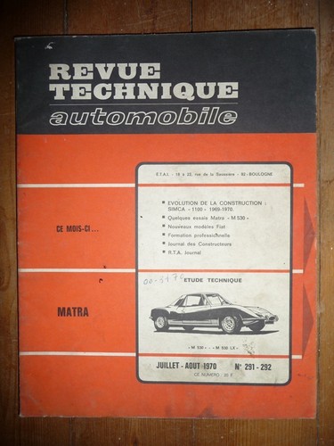 M530 revue technique - m530, matra