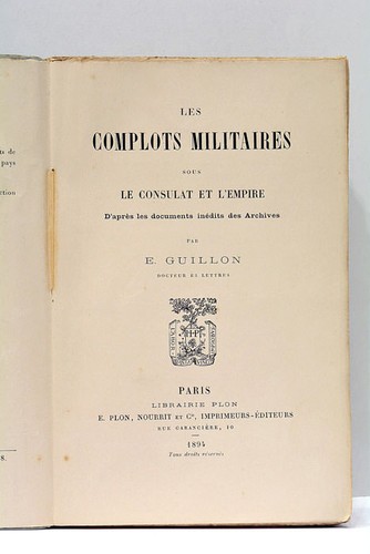 Livre ancien guillon complots - guillon,